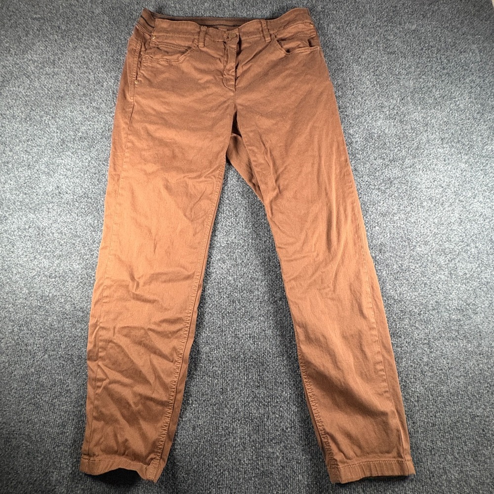 Luisa Cerano Pants Womens Size‎ 12 Brown Cotton Tapered Leg Mid Rise Outdoor
